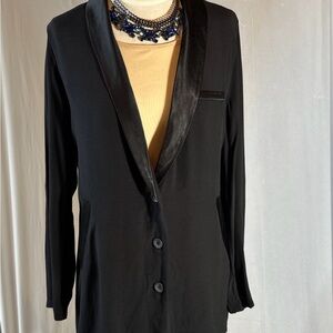 Dance & Marvel Oversized Black Blazer with Satin Lapel. On trend & closet staple